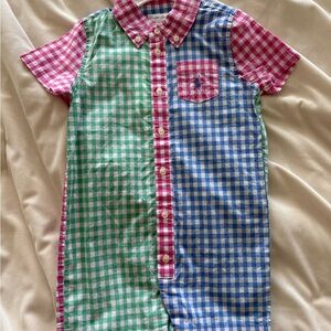 Kids Multicolor Checkered Shirt shorts combo romper